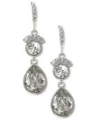 Givenchy Silver-tone Crystal Double Drop Earrings