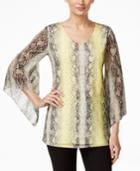 Alfani Petite Printed Chiffon Angel-sleeve Top, Only At Macy's