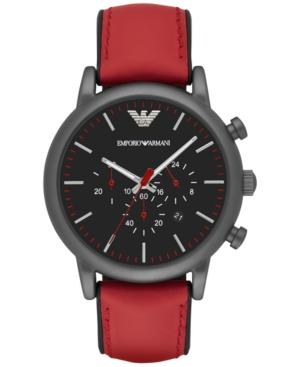 Emporio Armani Men's Chronograph Luigi Red Leather Strap Watch 46mm Ar1971