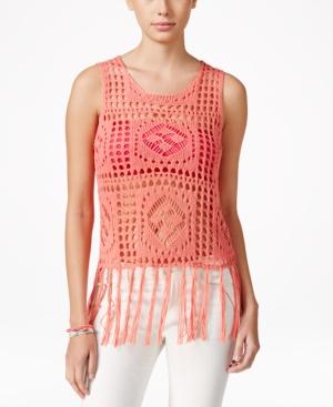 Oh! Mg Juniors' Pointelle Fringe Tank Top