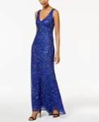 Adrianna Papell Beaded Open-back Fishtail Gown
