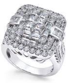 Diamond Square Cluster Ring (3 Ct. T.w.) In 14k White Gold