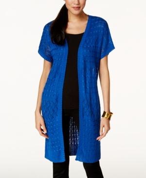 Ny Collection Open-knit Duster Cardigan