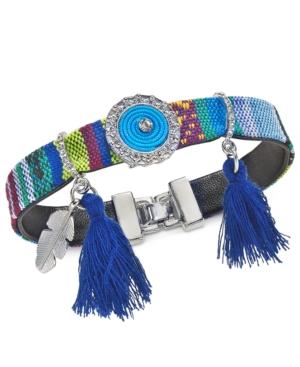 Inc International Concepts Silver-tone Threaded Tassel Pvc Strap Bracelet, Created For Macy's