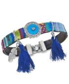 Inc International Concepts Silver-tone Threaded Tassel Pvc Strap Bracelet, Created For Macy's