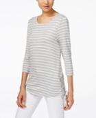 Marled Striped Lace-up Top
