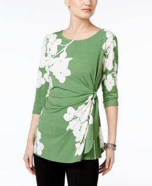 Alfani Petite Printed Side-tie Top, Only At Macy's