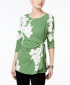 Alfani Petite Printed Side-tie Top, Only At Macy's