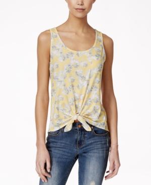 Pretty Rebellious Juniors' Printed Tie-front Tank Top