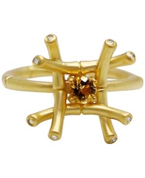 Kesi Jewels Citrine (1/4 Ct. T.w.) & Diamond And White Topaz Accent Ring In 18k Gold-plated Sterling Silver
