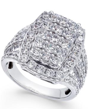 Diamond Rectangle Cluster Ring (3-1/3 Ct. T.w.) In 14k White Gold