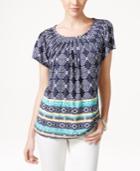 Style & Co. Printed Pleated Top, Only At Macy's