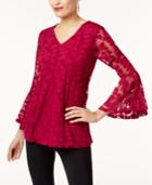Alfani Burnout Bell-sleeve Top, Created For Macy's
