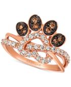 Le Vian Heart & Paw Print Nude & Chocolate Diamond Ring (5/8 Ct. T.w.) In 14k Rose Gold