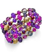 Style & Co. Gold-tone Purple Beaded Coil Bracelet, Only At Macy's