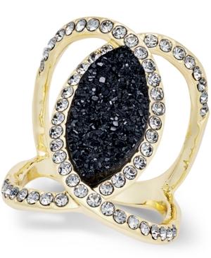 Inc International Concepts Jet & Clear Pave Gold-tone Ring, Only At Macy's