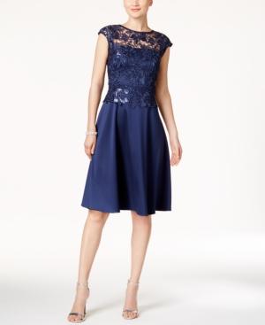 Adrianna Papell Lace Fit & Flare Dress