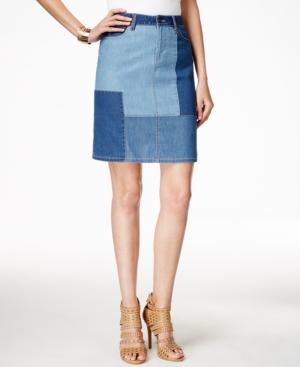 Vince Camuto Patchwork Denim Skirt