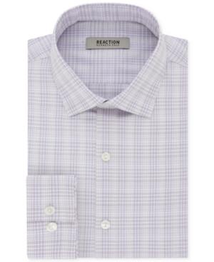 Kenneth Cole Reaction Men's Techni-cole Slim-fit Flex Collar Wrinkle Free Stretch Dahlia Purple Check Dress Shirt