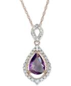 Purple Sapphire (5/8 Ct. T.w.) And Diamond (1/5 Ct. T.w.) Pendant Necklace In 14k Rose Gold