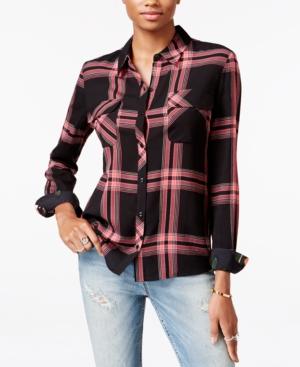 Guess Rocker Plaid Floral-contrast Shirt