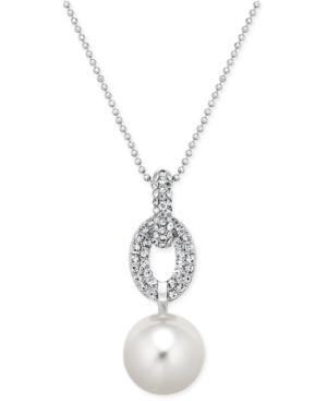 Inc International Concepts Silver-tone Imitation Pearl Pave Pendant Necklace, Only At Macy's