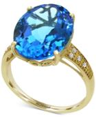 Effy Final Call Blue Topaz (10-1/2 Ct. T.w.) And Diamond Accent Statement Ring In 14k Gold