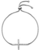 Giani Bernini Cubic Zirconia Cross Adjustable Bracelet In Sterling Silver, Only At Macy's