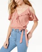 Astr The Label Tansy Cold-shoulder Flounce Top