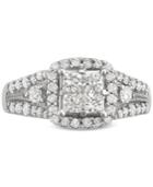 Diamond Square Cluster Engagement Ring (1-1/3 Ct. T.w.) In 14k White Gold