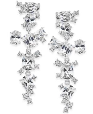 Inc International Concepts Silver-tone Crystal Linear Earrings, Only At Macy's