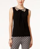 Nine West Cutout Twist-front Embellished Top