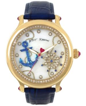 Betsey Johnson Women's Blue Leather Strap Watch 43mm Bj00471-02