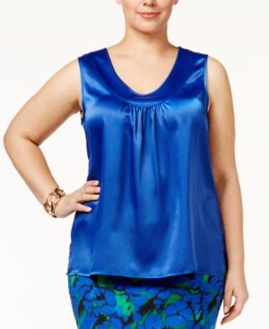 Kasper Plus Size V-neck Satin Shell