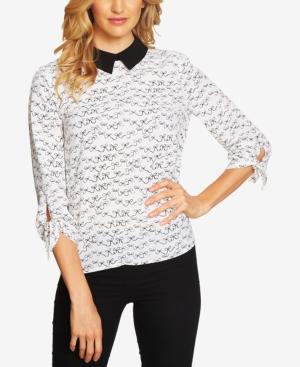 Cece Printed Tie-cuff Top