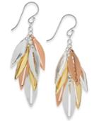 Essentials Leaf Shaky Drop Earrings In Tri-tone Mixed Metal