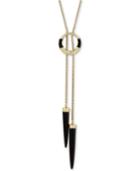 Lucky Brand Gold-tone Black Horn & Leather Bolo Necklace