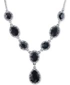 2028 Silver-tone Jet Stone Pave Lariat Necklace, A Macy's Exclusive Style