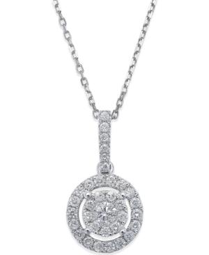 Diamond Circle Pendant Necklace In 14k White Gold (1/3 Ct. T.w.)