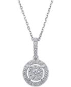 Diamond Circle Pendant Necklace In 14k White Gold (1/3 Ct. T.w.)
