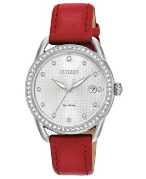 Citizen Drive From Citizen Eco-drive Women's Red Leather Strap Watch 37mm