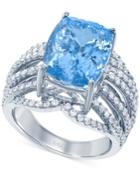 Lali Jewels Aquamarine (7-3/4 Ct. T.w.) And Diamond (1 Ct. T.w.) Ring In 18k White Gold