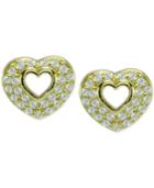 Giani Bernini Cubic Zirconia Pave Open Heart Stud Earrings In 18k Gold-plated Sterling Silver, Only At Macy's