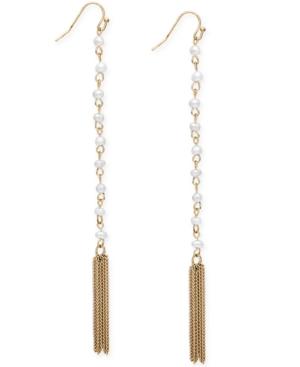Inc International Concepts Gold-tone Freshwater Pearl Fringe Earrings, Created For Macy's