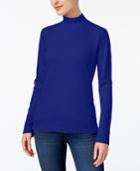 Karen Scott Cotton Mock-neck Top, Created For Macy's
