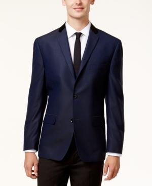 Alfani Men's Slim-fit Blue & Black Mini-grid Evening Jacket, Created For Macy's