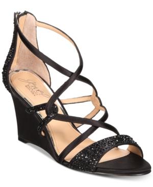 Jewel Badgley Mischka Ally Strappy Evening Wedge Sandals Women's Shoes