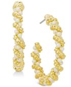 Charter Club Gold-tone Imitation Pearl Twist Hoop Earrings, Created For Macy's