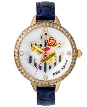 Betsey Johnson Women's Blue Leather Strap Watch 42mm Bj00419-02