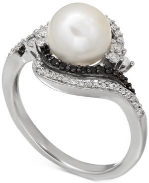 Freshwater Pearl (8mm) And Diamond (1/3 Ct. T.w.) Ring In Sterling Silver